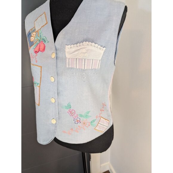 Vintage Petite Sophisticate 100% Cotton Embroidered Applique Vest Size‎ Small - Picture 2 of 10